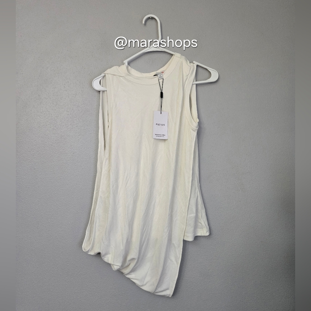 Reiss Elva Draped Layered Top Ivory - Picture 3 of 9